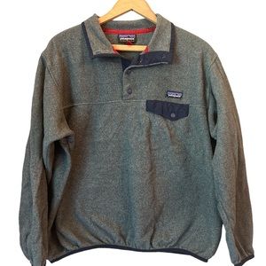 Patagonia Lightweight Synchilla Snap-T Fleece Pullover Womens Size XL Gray Navy